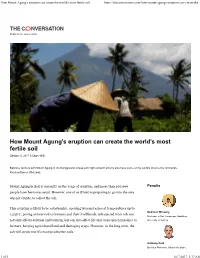 How Mount Agung's Eruption Can Create the World's Most Fertile Soil