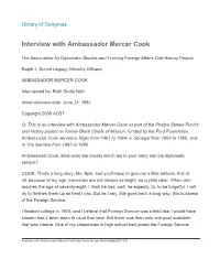 Interview with Ambassador Mercer Cook