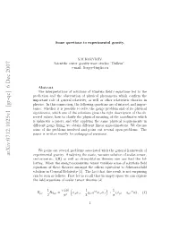 Some Questions to Experimental Gravity