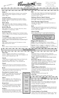 Waveriders Menu 2021