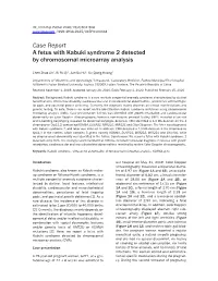 Case Report a Fetus with Kabuki Syndrome 2 Detected by Chromosomal Microarray Analysis