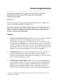 Full Text of the Anticipated Acquisition by a Joint Venture Between
