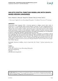 Holistic Digital Function Modelling with Graph- Based Design Languages