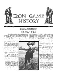 Iron Game History Volume 3 Number 4