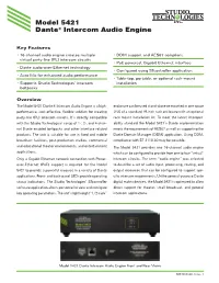 Model 5421 Dante® Intercom Audio Engine