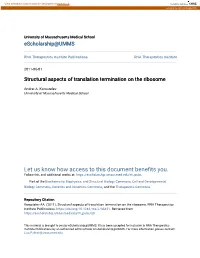 Structural Aspects of Translation Termination on the Ribosome