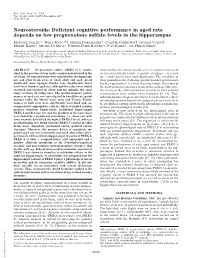 Deficient Cognitive Performance in Aged Rats Depends on Low Pregnenolone Sulfate Levels in the Hippocampus