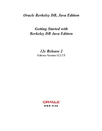 Getting Started with Berkeley DB Java Edition