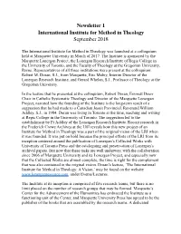 International Institute for Method in Theology, Newsletter 1