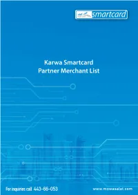 Karwa Smartcard - Merchant Name, Area and Tel No