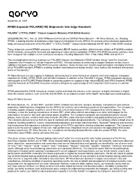 RFMD Expands POLARIS(TM) Shipments Into Edge Handsets