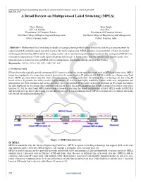 A Detail Review on Multiprotocol Label Switching (MPLS)