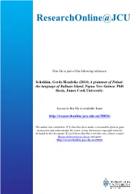 A Grammar of Paluai: the Language of Balluan Island, Papua New Guinea