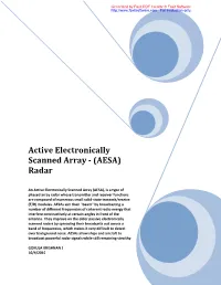 Active Electronically Scanned Array - (AESA) Radar