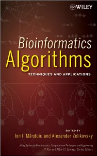 Bioinformatics Algorithms Techniques and Appli