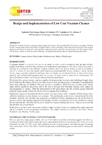 Design and Implementation of Low Cost Vacuum Cleaner