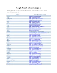 Google Analytics Search Engines