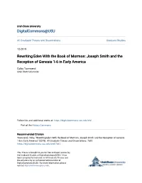 Rewriting Eden with the Book of Mormon: Joseph Smith and the Reception of Genesis 1-6 in Early America