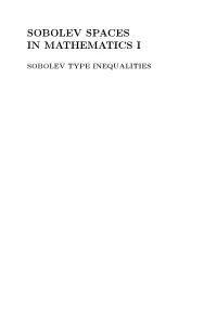 Sobolev Spaces in Mathematics I