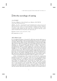 On the Sociology of Eating