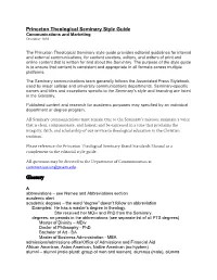Princeton Theological Seminary Style Guide Glossary