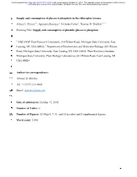 Supply and Consumption of Glucose 6-Phosphate in the Chloroplast Stroma