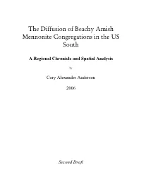 The Diffusion of Beachy Amish Mennonite Congregations in the US South