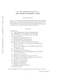 Arxiv:Math/9803037V1 [Math.RT] 11 Mar 1998
