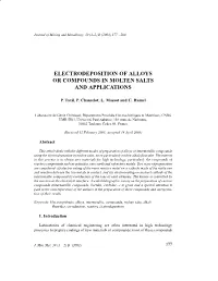 Electrodeposition of Alloys Or Compounds in Molten Salts and Applications