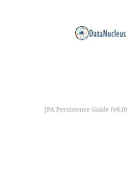 JPA Persistence Guide (V6.0) Table of Contents