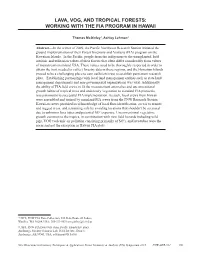 Lava, Vog, and Tropical Forests: Working with the Fia Program in Hawaii