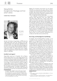 Nachruf Auf Wang Weifan