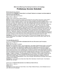 Preliminary Session Schedule