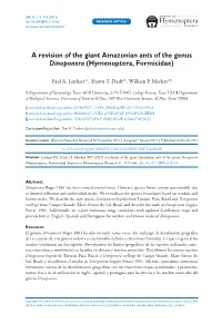 A Revision of the Giant Amazonian Ants of the Genus Dinoponera (Hymenoptera, Formicidae)