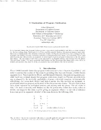 A Vindication of Program Verification 1. Introduction