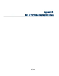 Appendix D: List of Participating Organizations