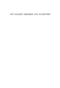 Art Gallery Theorems and Algorithms the International Series of Monographs on Computer Science
