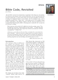 Bible Code, Revisited Jason Wilson