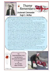 Lieutenant Commander Hugh C J Mcrae