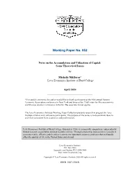 Notes on the Accumulation and Utilization of Capital: Some Theoretical Issues