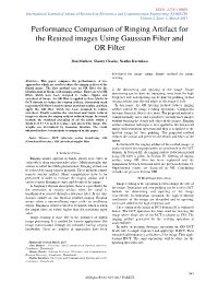 Performance Comparison of Ringing Artifact for the Resized Images Using Gaussian Filter and OR Filter