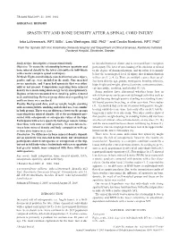 Spasticity and Bone Density After a Spinal Cord Injury