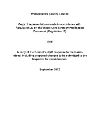 Warwickshire County Council Copy of Representations Made In