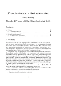 Combinatorics: a First Encounter
