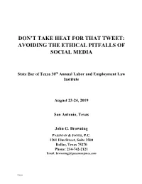 Don't Take Heat for That Tweet: Avoiding the Ethical Pitfalls of Social Media