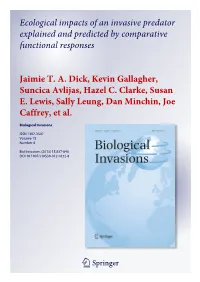 Ecological Impacts of an Invasive Predator Explained and Predicted by Comparative Functional Responses