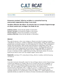 Elementary Students' Affective Variables in a Networked