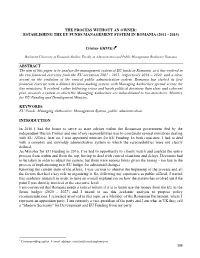 Establishing the Eu Funds Management System in Romania (2011 - 2015)
