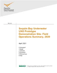 Sequim Bay Underwater UXO Prototype Demonstration Site: Field Operations Summary, 2020