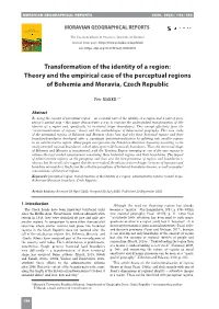 Transformation of the Identity of a Region: Theory and the Empirical Case of the Perceptual Regions of Bohemia and Moravia, Czech Republic